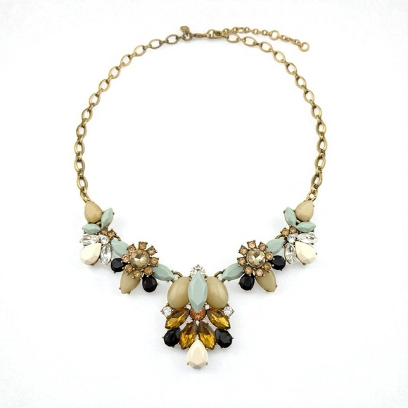 J Crew Statement Necklace in Mint, Cream, Black and Gold Tones - Picture 1 of 13